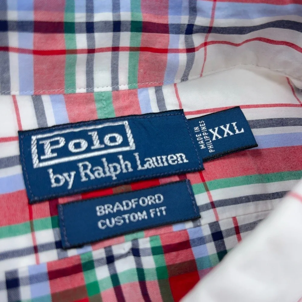 Polo Ralph Lauren Shirt Men XXL Red White Button Up‎ Camp Bradford Custom Fit